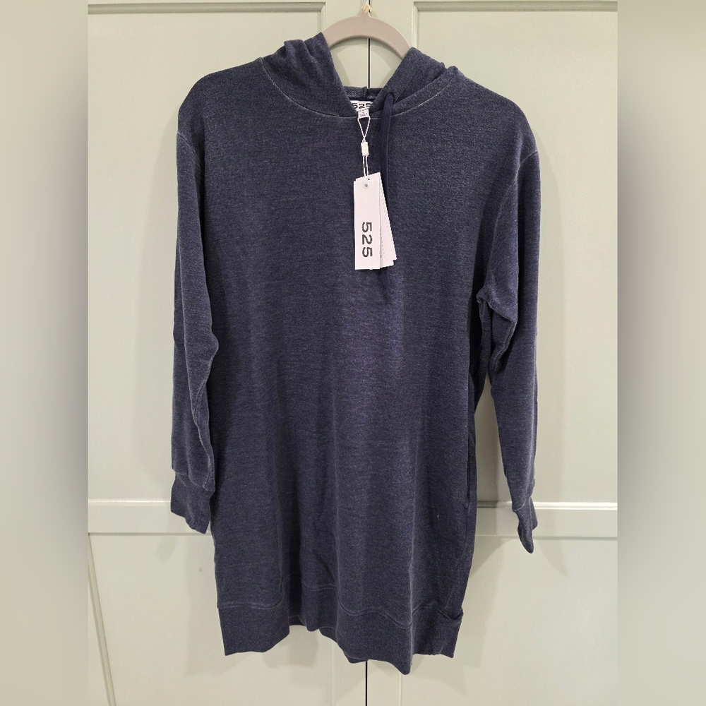 525 America Revolve Women's Pocket Hoodie Soft Long Length Soft Blue Ash